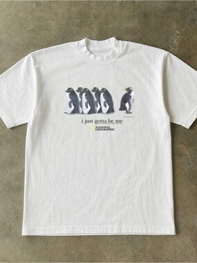 Gildan White Short Sleeve T‑Shirt with Penguin Graphic
